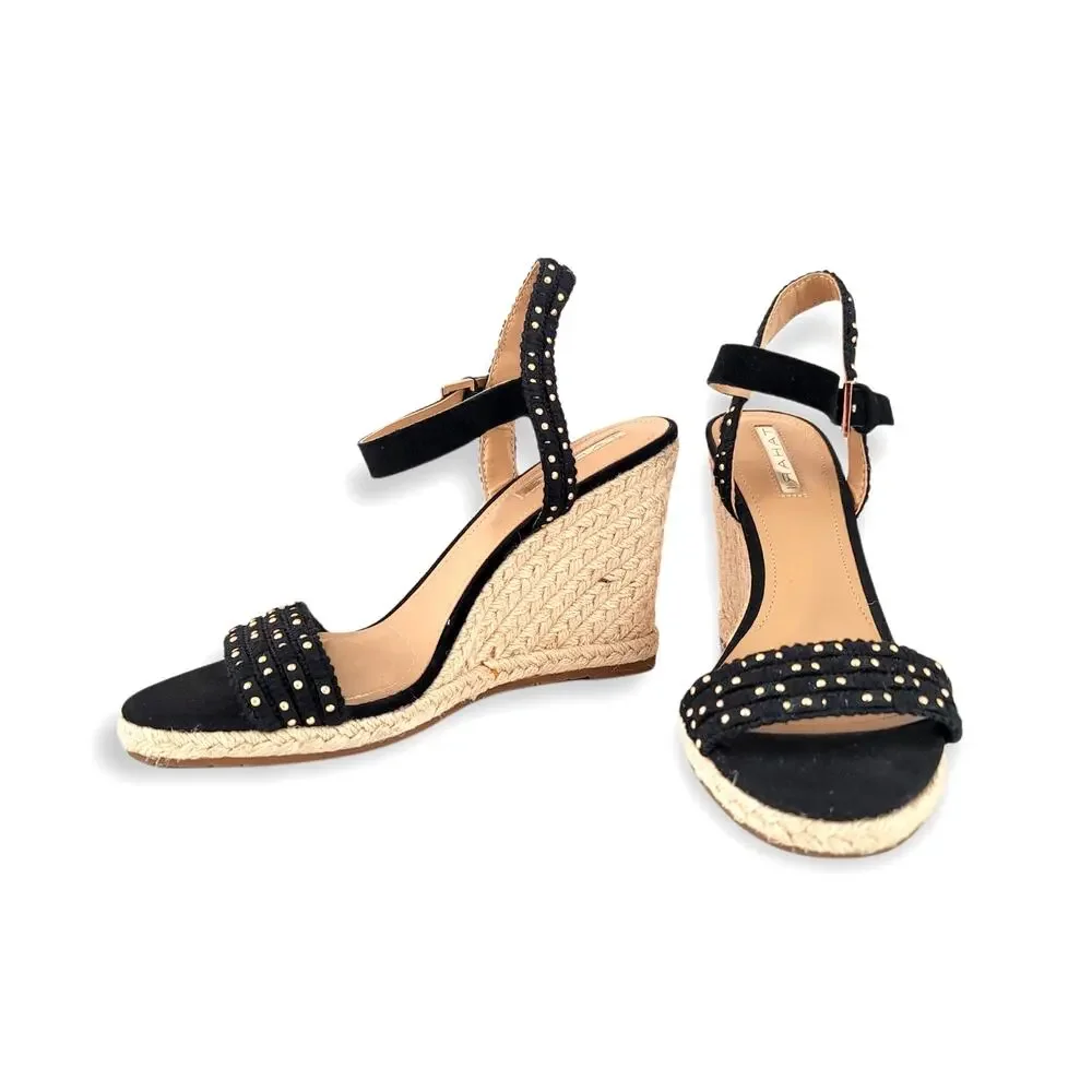 Tahari Walsh Espadrille Wedge Studded Sandal Size 7M